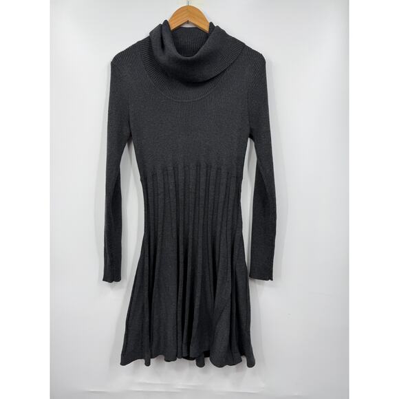 Calvin Klein Sweater Dress Womens Gray Knit Ribbed Turtle Neck Size Large - Picture 1 of 4